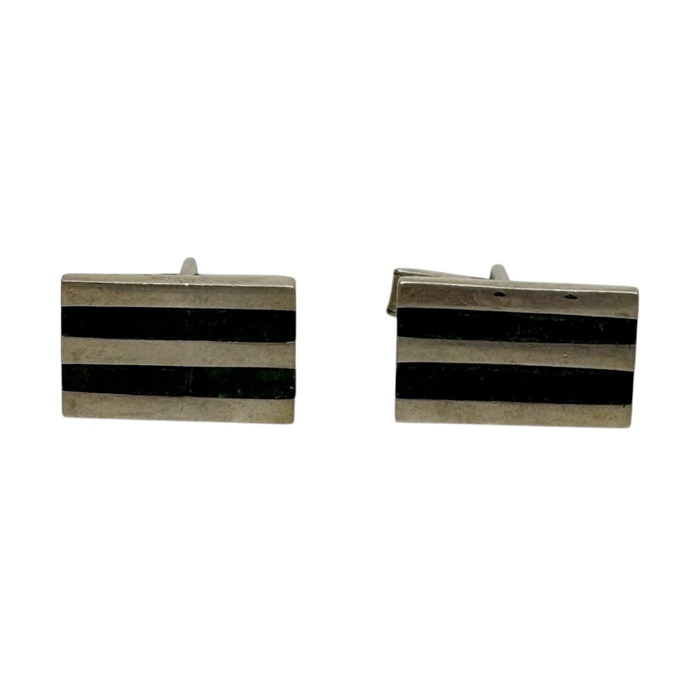 Los Castillo Mexican sterling silver turquoise inlay cufflinks - GM517